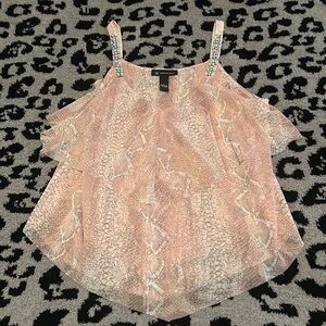 INC snake skin sleeveless top with rhinestone straps